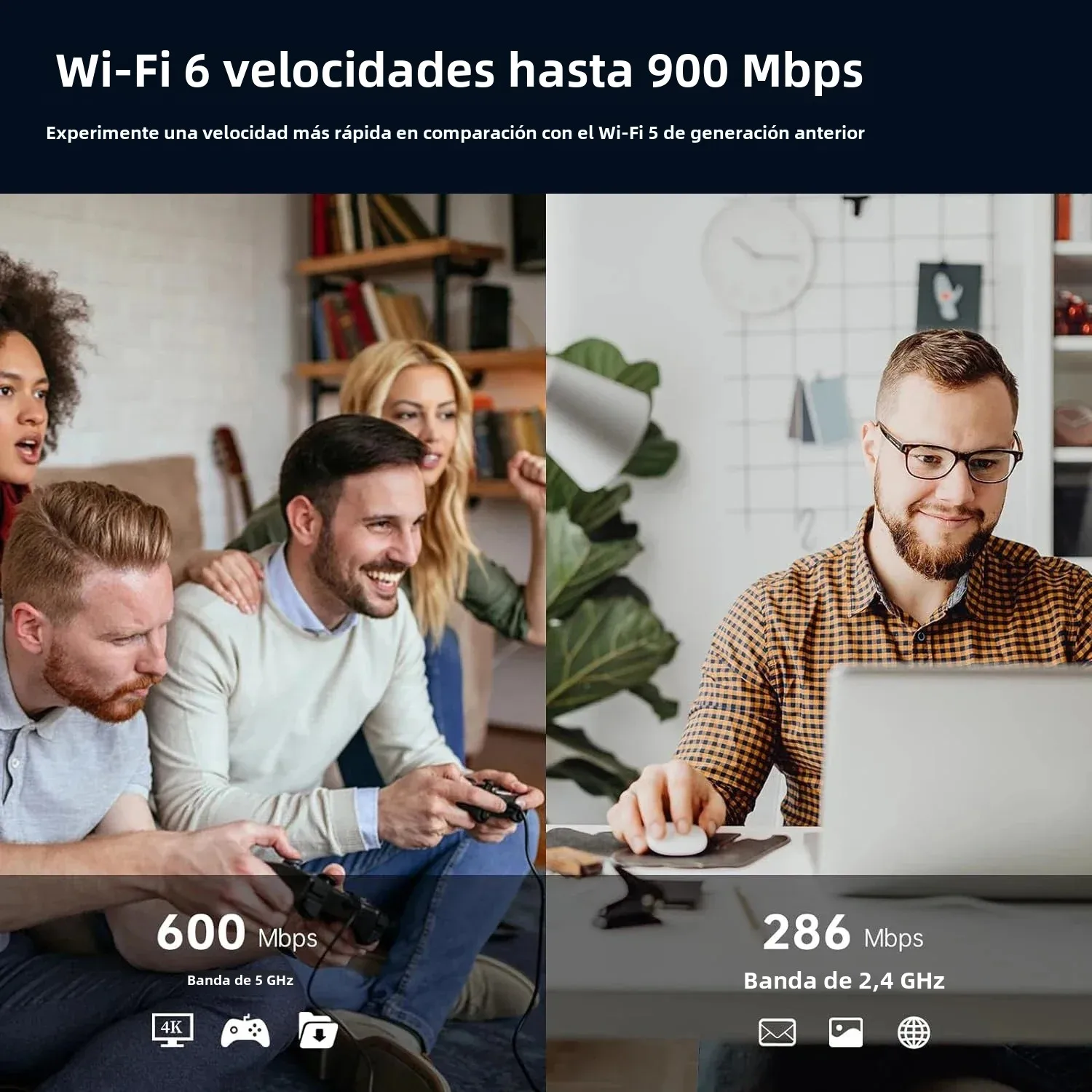 Adaptador USB WiFi Bluetooth 5,3 de 900Mbps, Dongle 2 en 1, receptor Wlan inalámbrico de red de doble banda de 2,4G y 5GHz para Win7/8/10 sin entrega - imagen 3