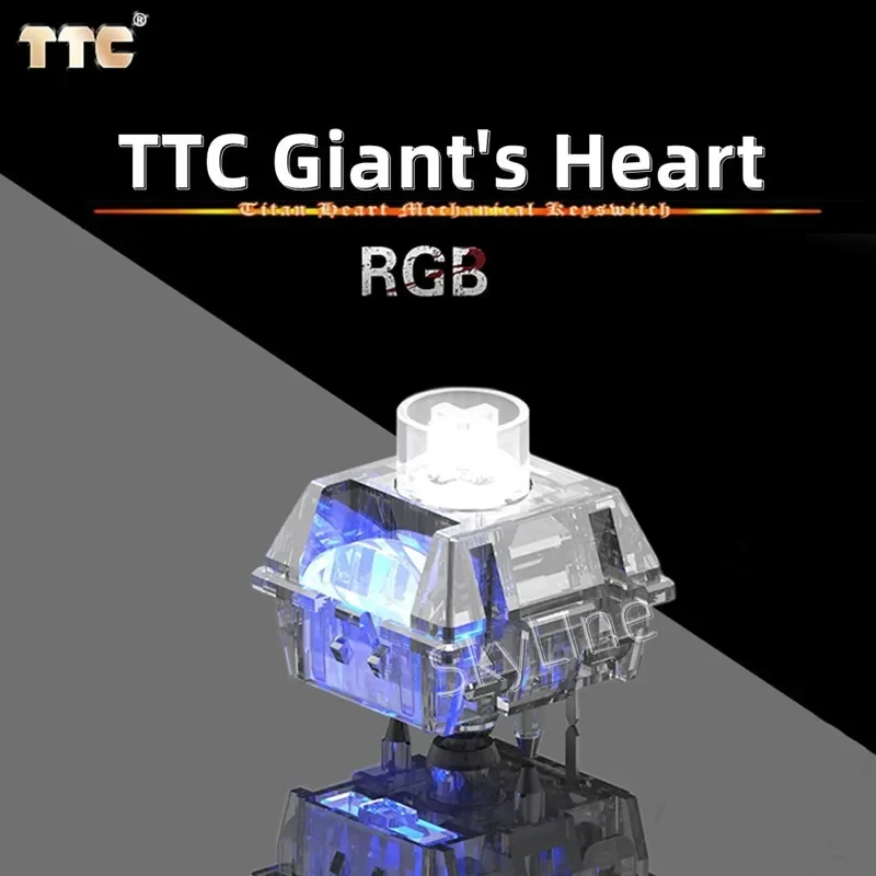Teclado mecánico personalizado TTC Titan Heart Switch RGB, negro, transparente, 42g, lineal, 5 pines, Corazón gigante, lumbado, resorte largo dorado - imagen 3