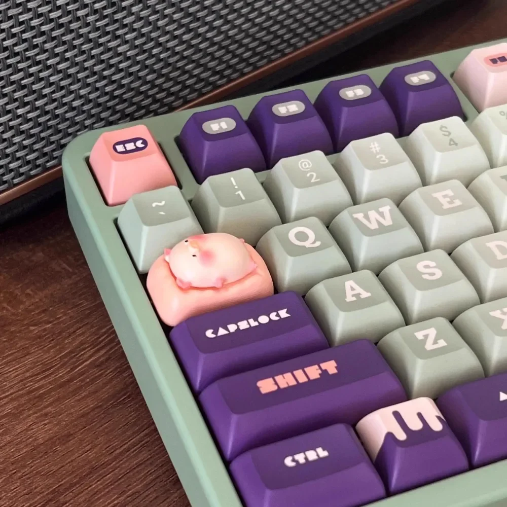 Tapa de teclado Piggy plana con personalidad personalizada, bonita tapa de teclado de resina rosa para accesorios de teclado mecánico, regalo de cinta Cherry Mx1.5U - imagen 3