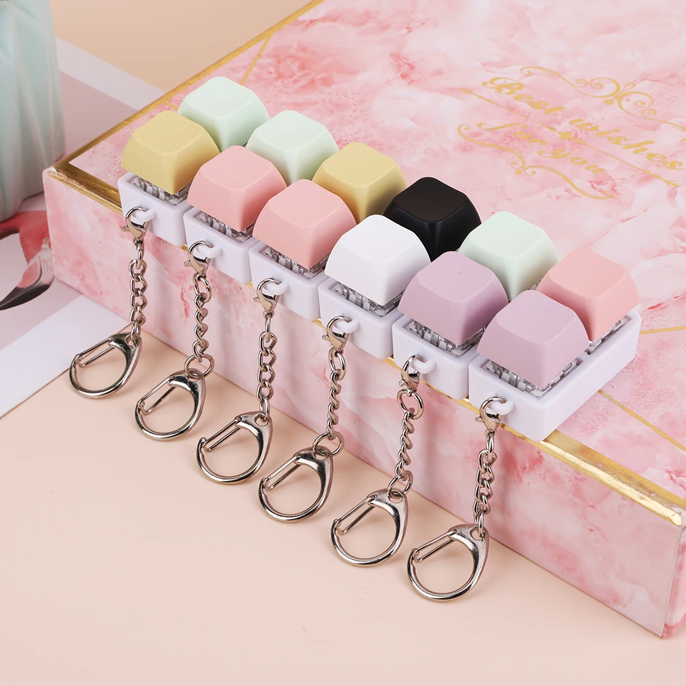 Llave de teclado Fidget Reliver Stress DIY Botón de dedo Fidget Toy Llavero colorido Keycap Juguete antiestrés para adultos y niños Botón de juguete - imagen 3