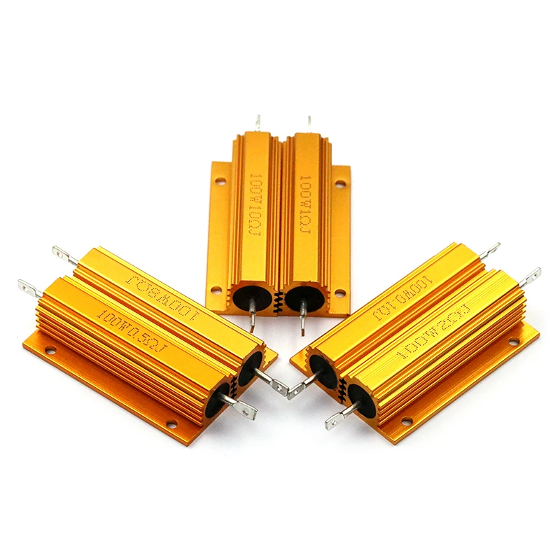 Resistencia de aluminio dorado de alta potencia, 1 piezas, 100W, 0,1 ~ 500Ω, 0,1, 0,2, 0,5, 1, 2, 3, 4, 5, 8, 10, 20, 50, 100, 200, 500 Ohm - imagen 5