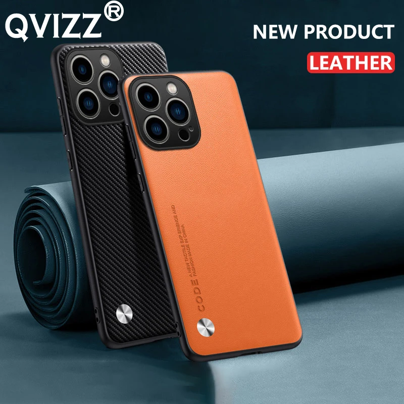Funda de cuero para iPhone, carcasa protectora de silicona de fibra de carbono para iPhone 16, 15, 14 Pro Max Plus, 13, 12, 11 Pro Max, XS, XR, 8, 7 Plus, SE2 - imagen 4