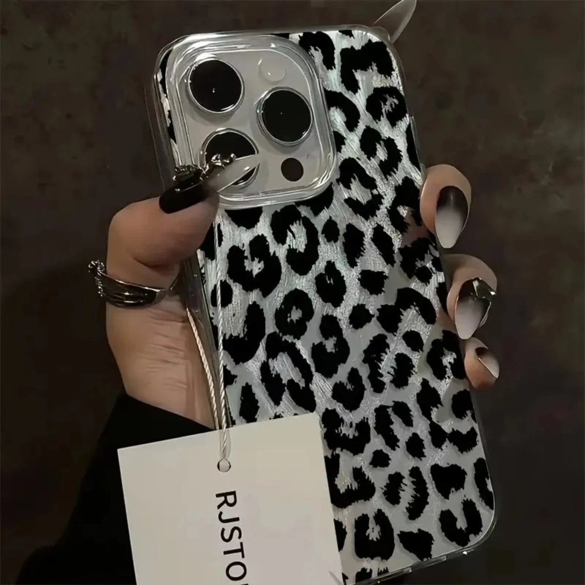 Funda de teléfono negra leopardo para iPhone 14 13 11 15 Pro Max 12 Mini XS XR X 8 7 Plus SE 2025 14Pro 13Pro cubierta suave mate - imagen 4