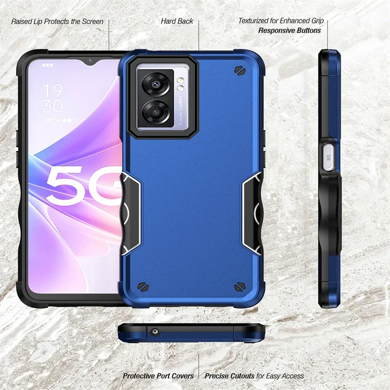 Armadura de bandera militar, funda de teléfono a prueba de golpes para OPPO A57 A77 A77s A17 A58 4G, marco de TPU, cubierta trasera de protección de lente de cámara de plástico - imagen 4