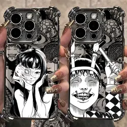 Funda Junji Ito Terror Horror Plating para iPhone 16 15 14 13 12 11 Pro Max X XR XSMax 7 8 Plus, funda trasera anticaída Airabag