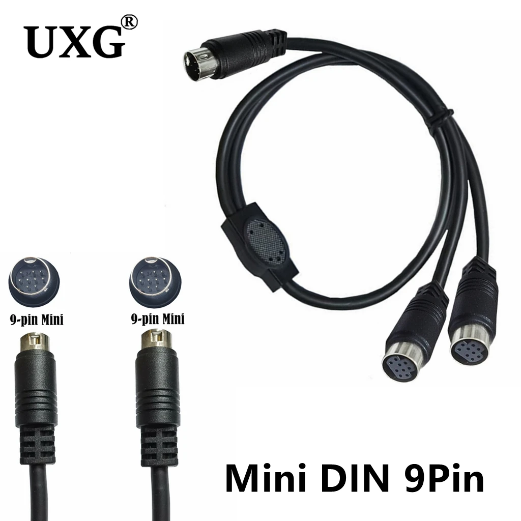 Dividir 1 macho y 2 hembra, cable terminal S de 9 pines, mini DIN, cable de vídeo macho a macho de 9 núcleos, monitorización de computadora de vídeo S, cable de 9 núcleos - imagen 2