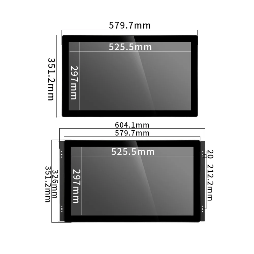 23,8 pulgadas 1920*1080 impermeable 1000nits LCD pantalla táctil capacitiva Monitor de pantalla plana para la industria con HD VGA USB - imagen 2