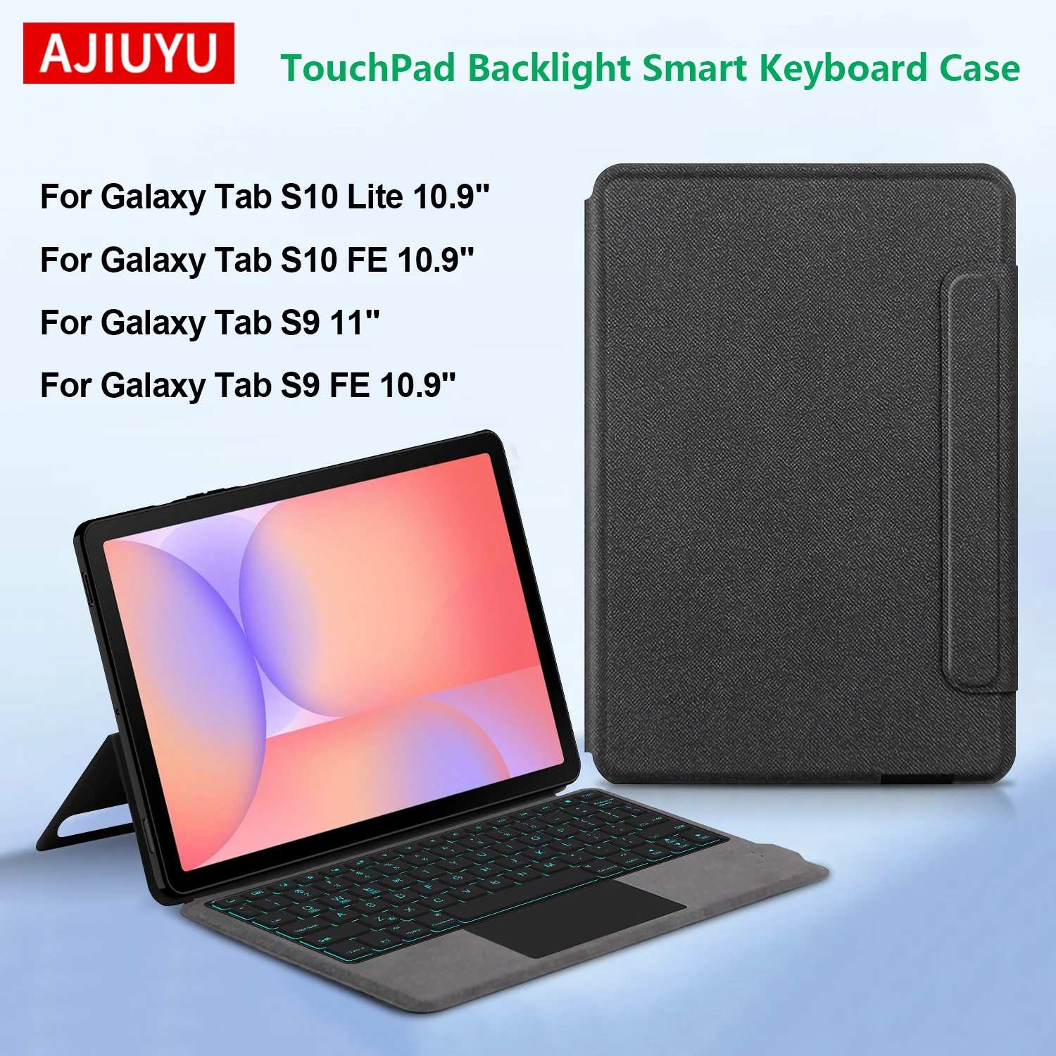 Funda de teclado para Samsung Galaxy Tab S9 11 "S10 Lite 10,9 pulgadas funda para tableta para Tab S9 FE/S10 FE 10,9" teclado retroiluminado con panel táctil - imagen 2