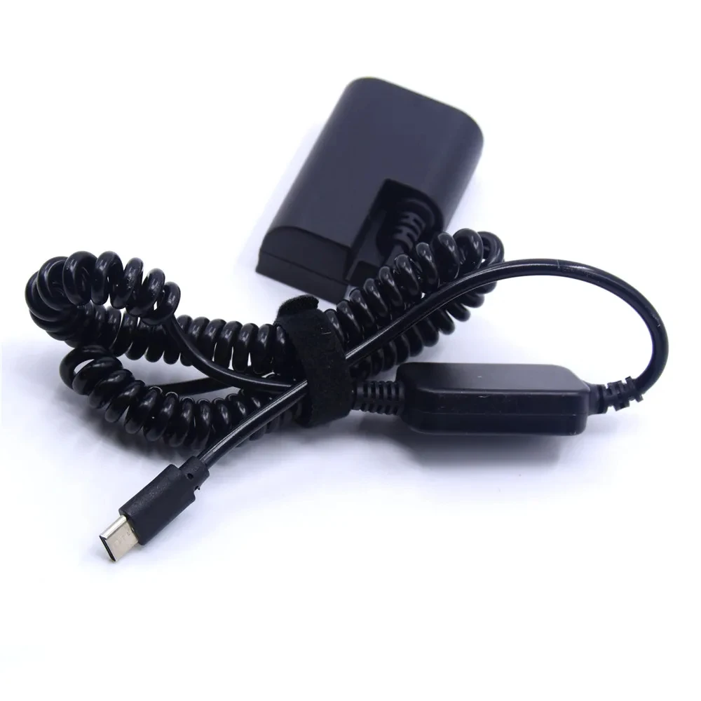 USB C a LP E6 batería simulada Cable de resorte decodificación completa DR-E6 acoplador CC apto para cámara Canon EOS 5DII 5DS 60Da 6D 7D R6 80D 90D - imagen 3