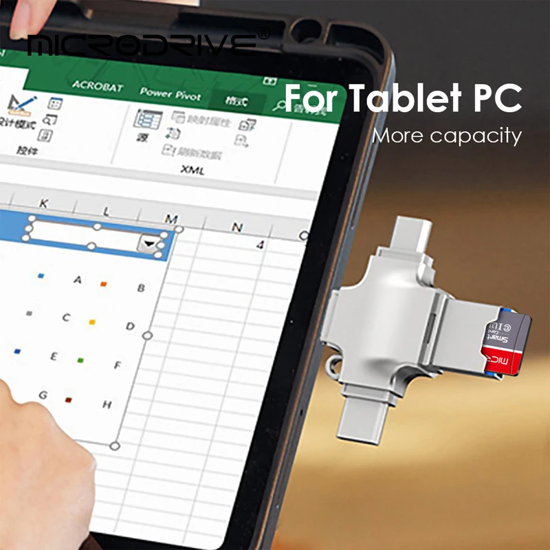 4 in 1 USB Flash Drive for iPhone iPad Pro Android Pen Drive Type c Otg Card Reader For IPhone Ipad Pendrive USB3.0 Memory Stick - imagen 5