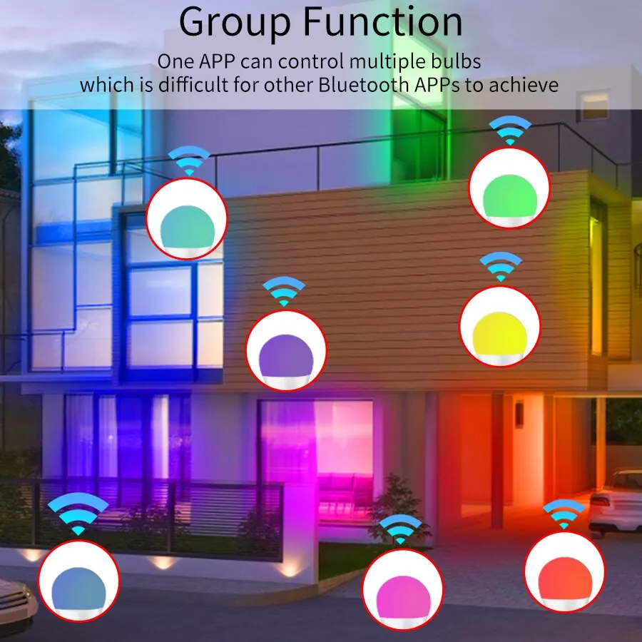 Smart E27 LED Bulb Wireless Bluetooth Tuya APP Control RGB Light Bulbs Room Decor Led Lamp Bombillas Party Atmosphere Lighting - imagen 5