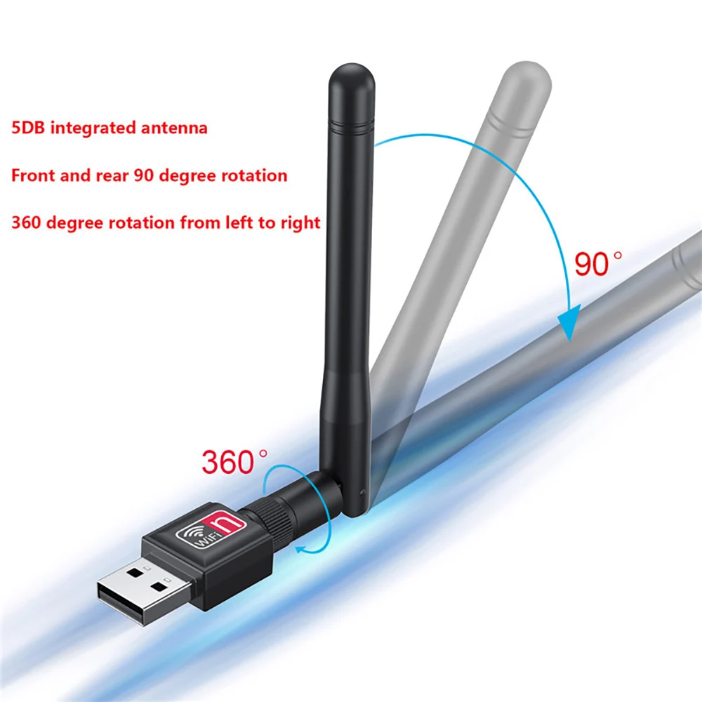 Adaptador USB WiFi de 150Mbps, Dongle Wi-Fi de 2,4G, antena de ganancia de 5dBi, receptor de tarjeta inalámbrico de alta velocidad USB2.0 802.11b/g/n para PC/portátil - imagen 5