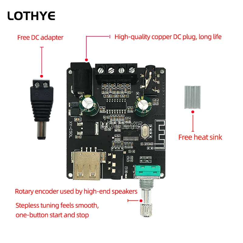DC 8-26V Audio estéreo de doble canal Bluetooth 5,0 Placa amplificadora de potencia Digital 50W + 50W Módulo amplificador con Bluetooth AUX - imagen 4