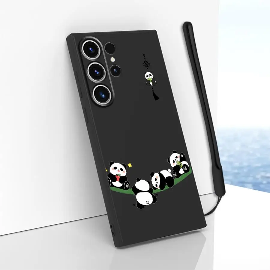 Funda de teléfono suave para Samsung Galaxy S21 Plus S22 Ultra S25 Edge Note 20 10 Ultra S24 FE S20 S23 Panda lindo de dibujos animados - imagen 4