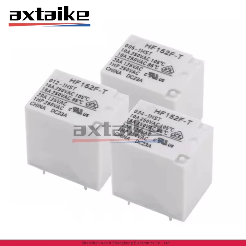 5 uds HF152F-T-005-1HST 152F-T-012-1HST 152F-T-024-1HST HF152F-T 5V 12V 24V 16A 250VAC 4 pines normalmente abierto pequeño relé de potencia