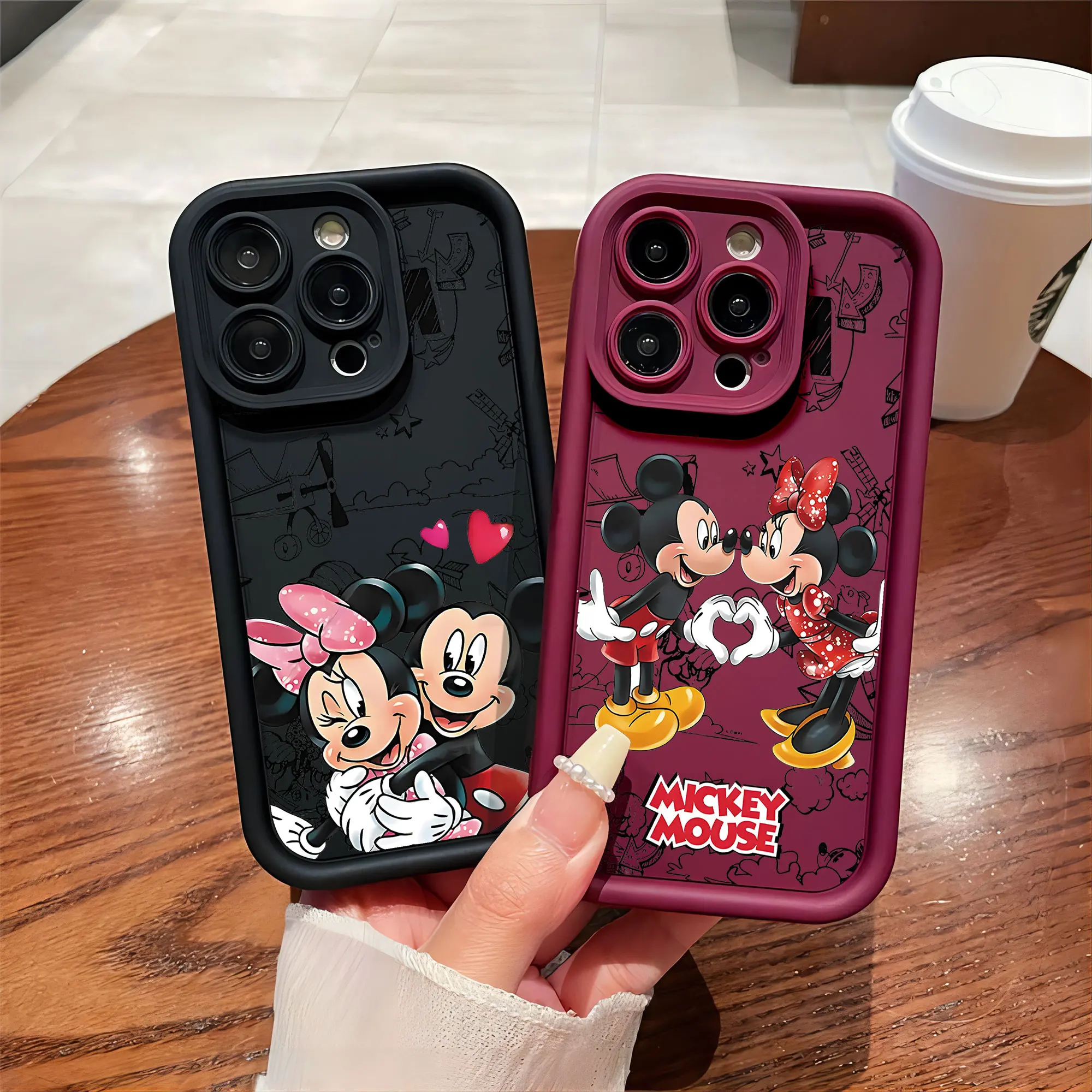 Mickeys Minnies pareja Linda funda de teléfono para IPhone 16 15 14 13 12 11 Pro Max Mini XR XS X 7 8 Plus cubierta trasera suave de TPU - imagen 3