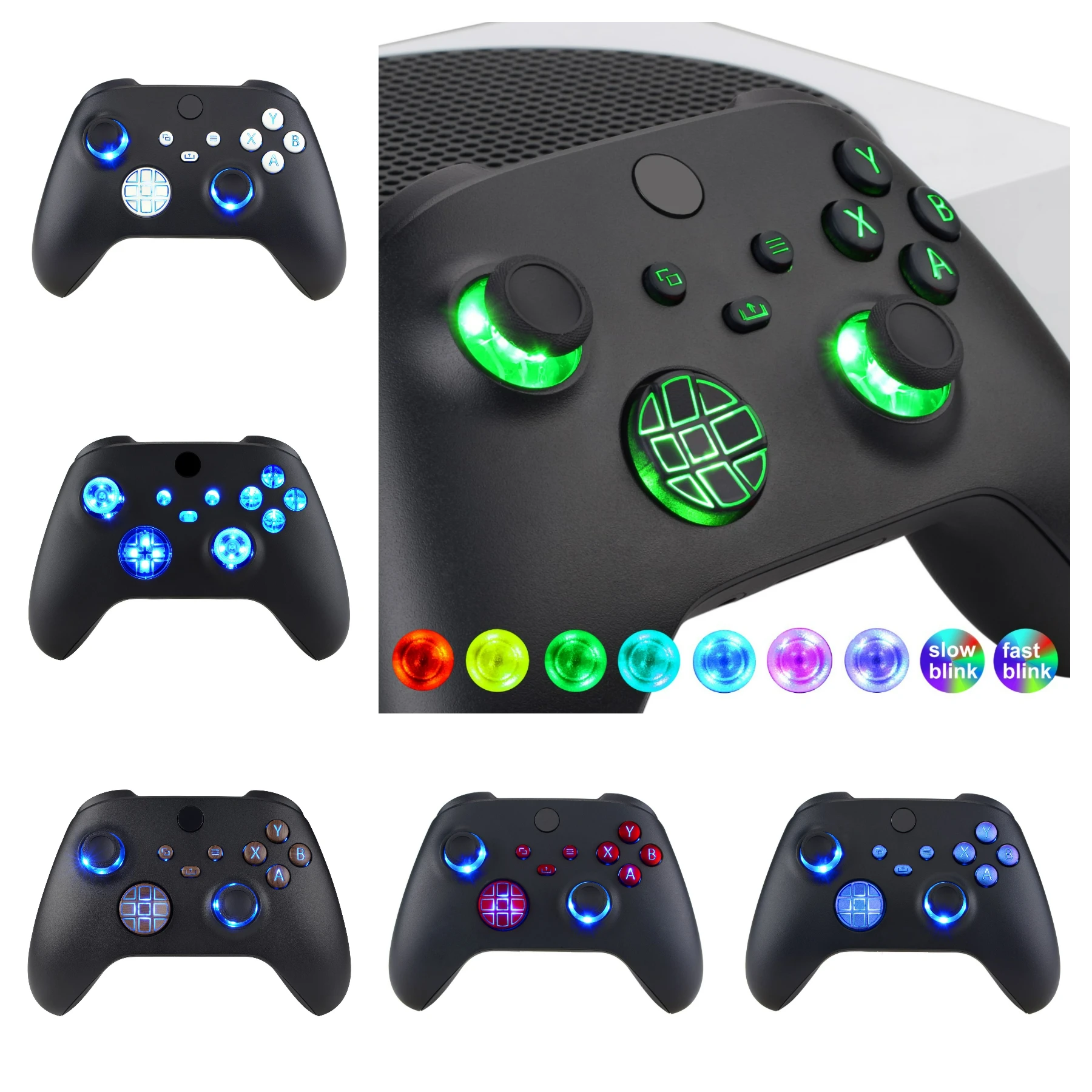 eXtremeRate Kit LED DTF V2 luminoso multicolor para controlador Xbox Series X/S modelo 1914, botones de palanca de mando D-pad - imagen 2