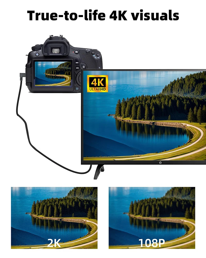 Cable Micro HDMI en ángulo 4K 60Hz HDMI a Micro HDMI Cable bidireccional con enchufe doble en ángulo Cable Micro HDMI 2,0 - imagen 4