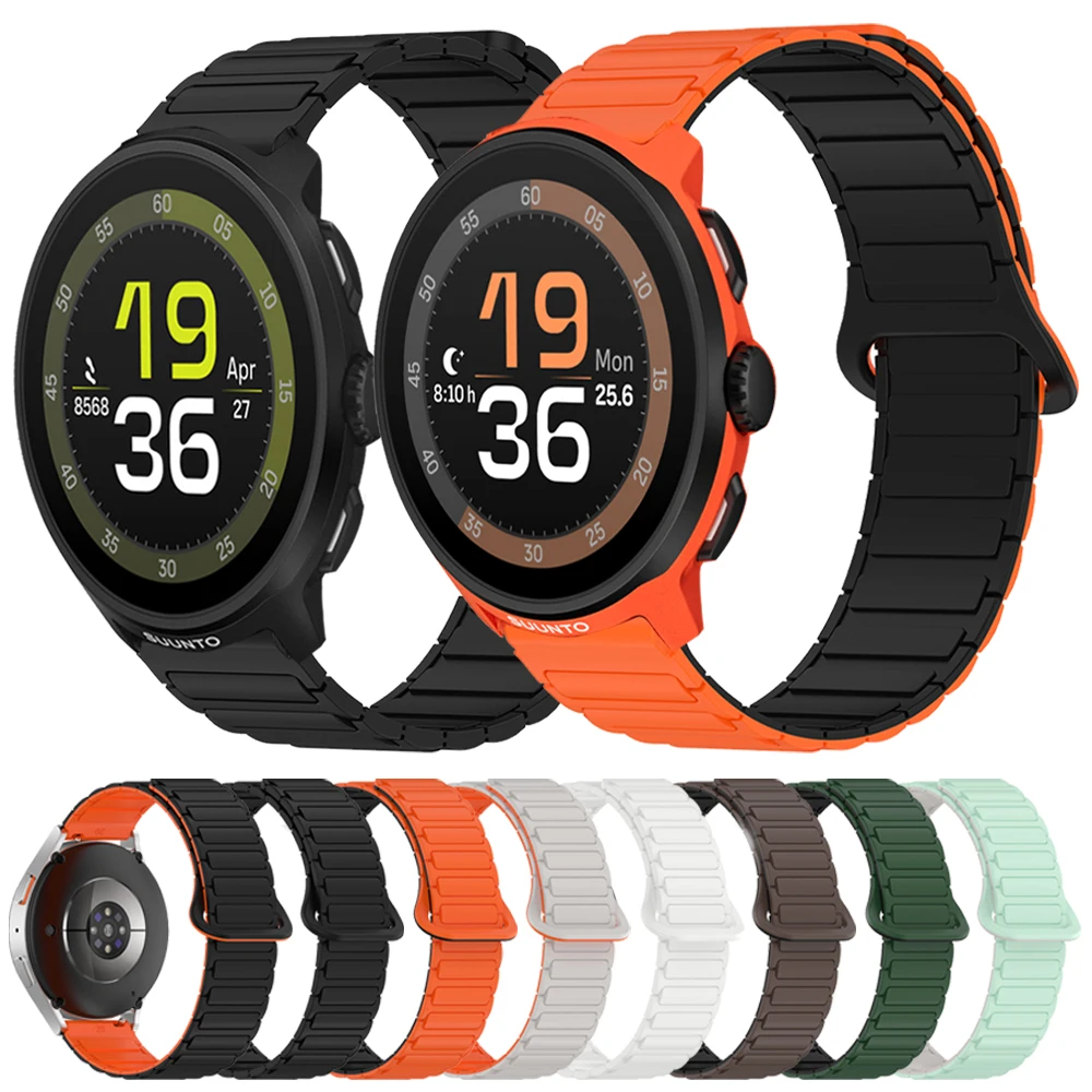 Correa deportiva de silicona magnética de 22mm para SUUNTO 9 Peak DLC/VERTICAL/5 PEAK/RACE S/RUN/OCEAN, correa suave para Polar Vantage M3 V3
