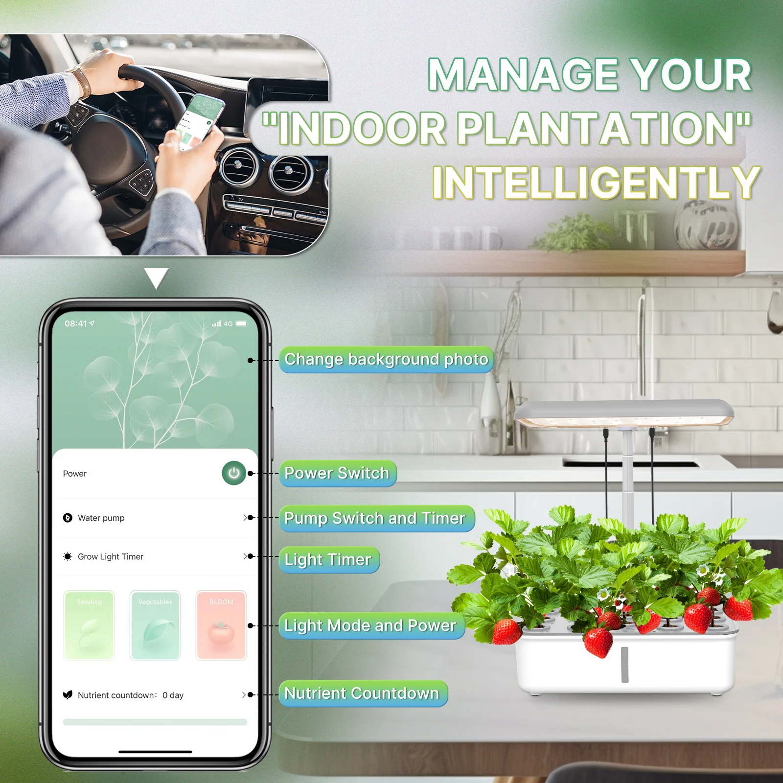 MOES Tuya-máquina inteligente de crecimiento de plantas, sistema de cultivo hidropónico de jardín, sincronización de hierbas para interiores, luces LED de cultivo para macetas domésticas - imagen 5