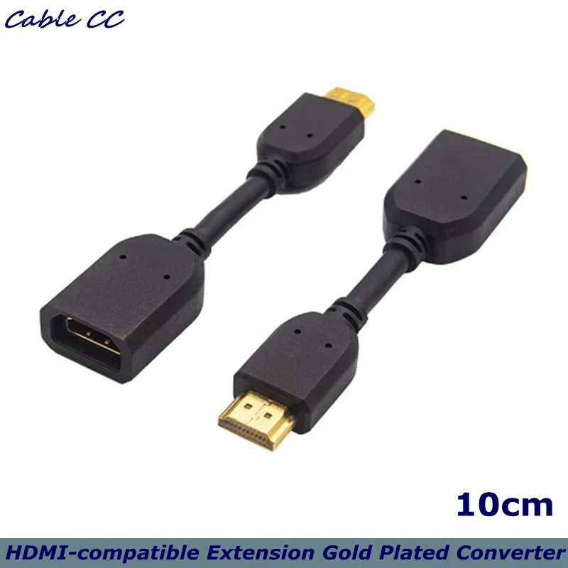 Adaptador giratorio macho a hembra compatible con HDMI de 10cm, extensión chapada en oro, convertidor para Google Chrome Cast, Roku Streaming Stick