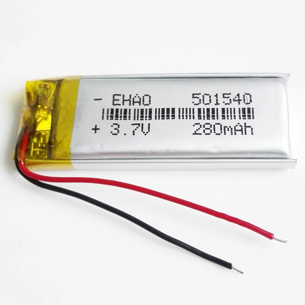Batería recargable LiPo de 3,7 V, 280mAh, 501540 + JST, enchufe de 2 pines para navegador GPS, grabadora, altavoz, GPS, Bluetooth, luz Led - imagen 5
