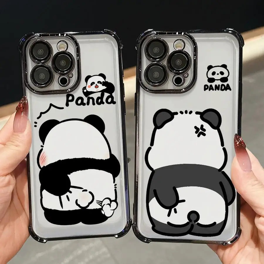 Funda de teléfono de cubierta suave para iPhone 16e 17 Air 16 15 14 Plus 13 12 11 Pro Max Panda divertido - imagen 3