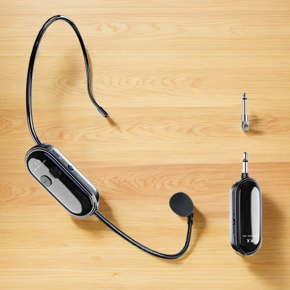 Micrófono de auriculares 2,4G, sistema con micrófono inalámbrico de largo alcance, micrófono de mano 2 en 1 para amplificador de voz, altavoces de escenario, enseñanza - imagen 3