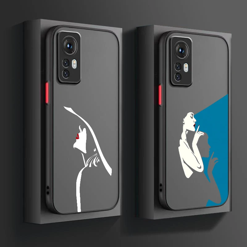 Funda translúcida de tacón alto para Xiaomi Mi 13, 12, 12T, 11T, 11, 11i, 10T, 10, 9T, Pro Lite, Ultra 5G, mate, para mujer