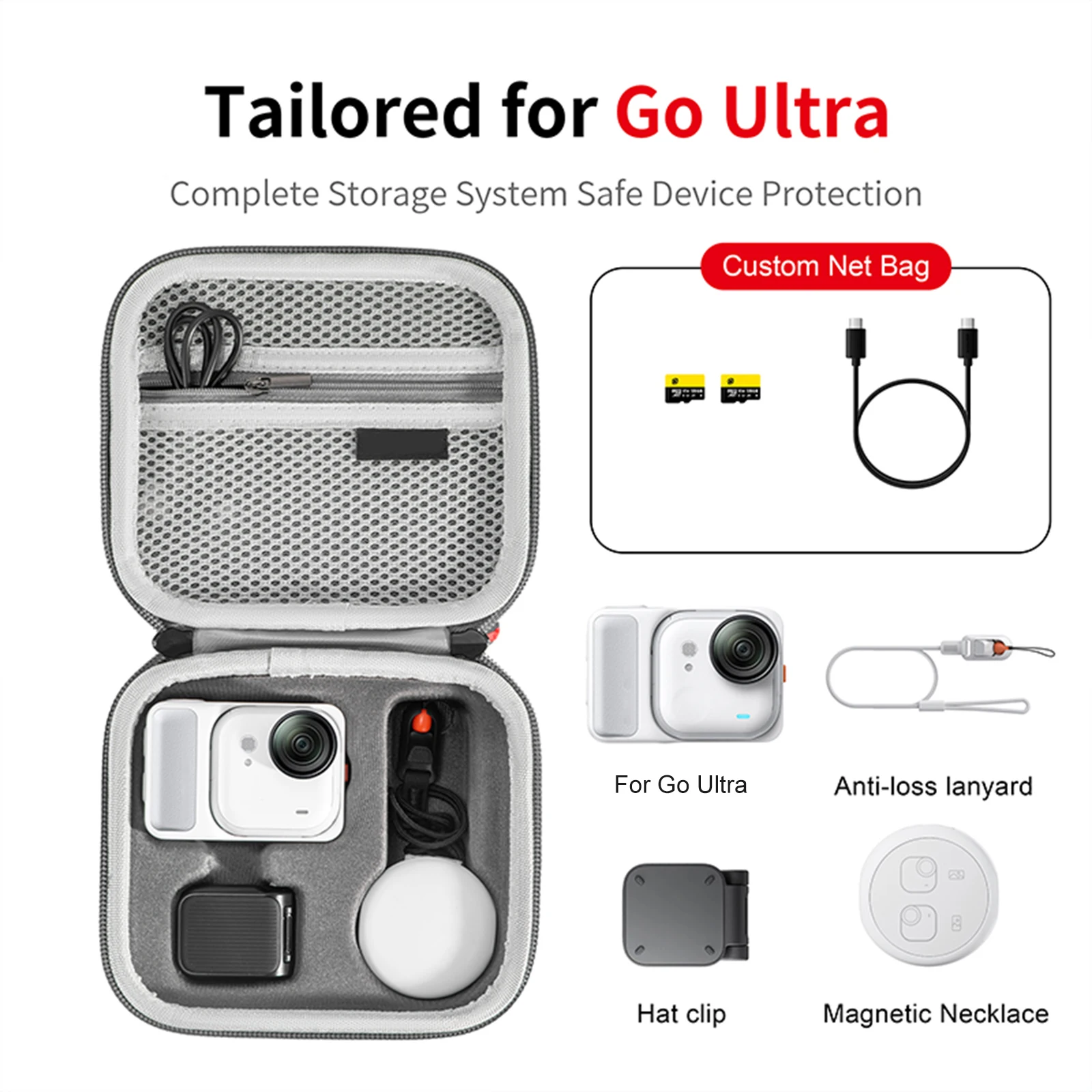 Mini estuche de almacenamiento para cámara Insta360 Go, bolsa de almacenamiento de viaje Ultra portátil, bolso de mano de PU, estuche rígido para Insta360 Go Ultra - imagen 5