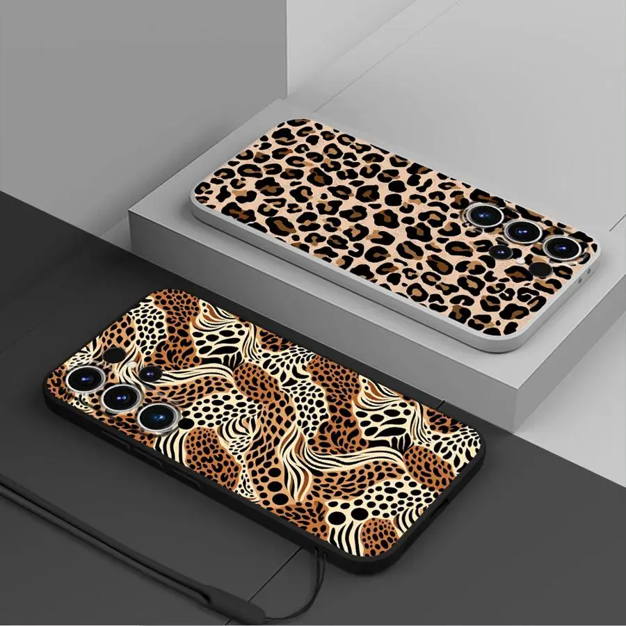 Funda con estampado de leopardo para Samsung Galaxy S24 FE Note 20 10 Ultra S25 Edge S23 S22 Ultra S20 S21 Plus, funda suave - imagen 2