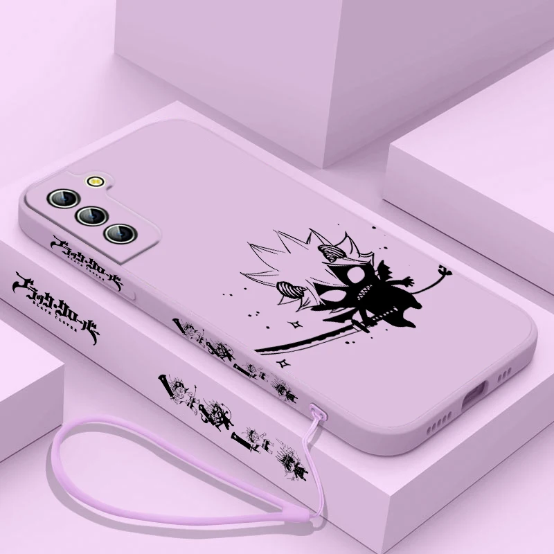 Funda de teléfono de Asta de trébol negro de Anime para Samsung Galaxy S24, S23, S22, S21, S20 Pro FE Plus, funda de cuerda izquierda Ultra líquida - imagen 5