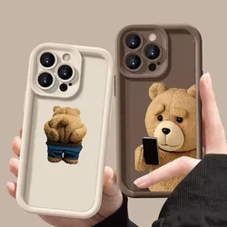 Funda iPhone Oso Marrón Caricatura Antigolpes Parachoques Resistente