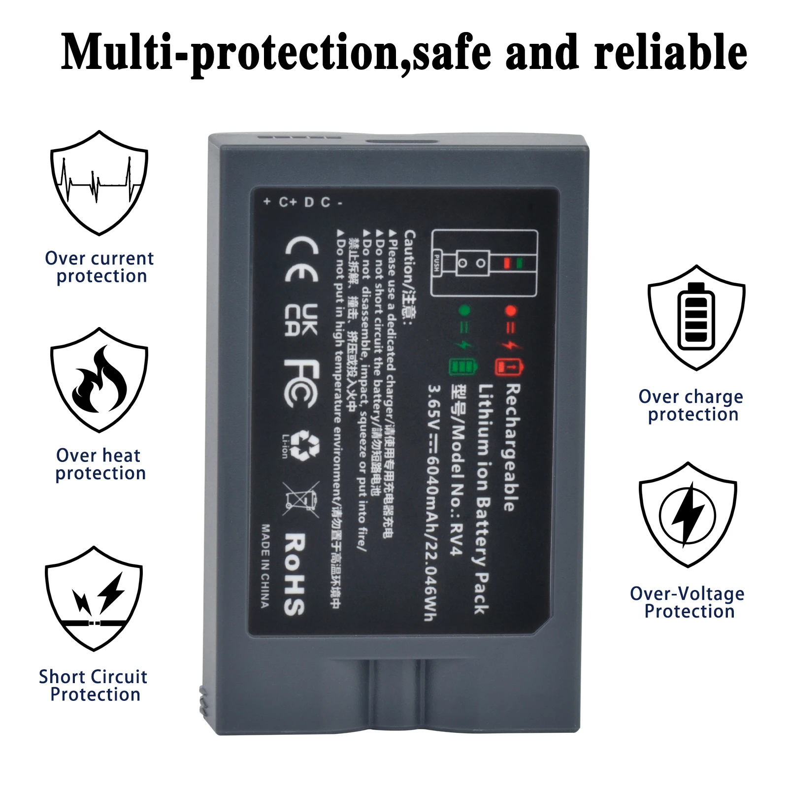 Batería de repuesto de 6040mAh para cámara Ring-timbre 2/3/4, cámara de foco y cámara Stick Up, baterías de iones de litio recargables mejoradas - imagen 4
