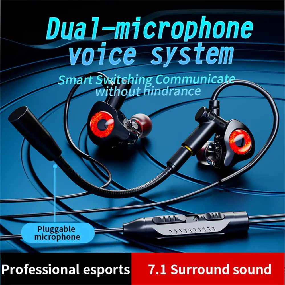 Auriculares intrauditivos tipo c para juegos de deportes electrónicos de doble mezcla, reducción de ruido estéreo con micrófono, auriculares con cable de cabeza digital