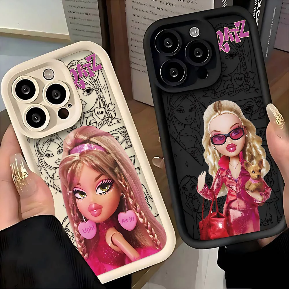 Muñecas de moda BratzS funda de teléfono caliente para IPhone 17 16e 16 15 14 13 12 11 Air Pro Max Mini XR XS X 7 8 6s Plus cubierta trasera suave de TPU