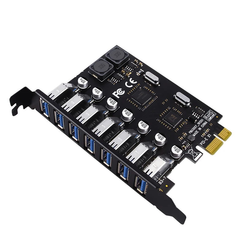 Adaptador USB 3,0 PCI Express PCI e a 7 puertos USB 3 tarjeta adaptadora de expansión USB3 PCIe PCI-e x1 convertidor de controlador para PC de escritorio - imagen 5