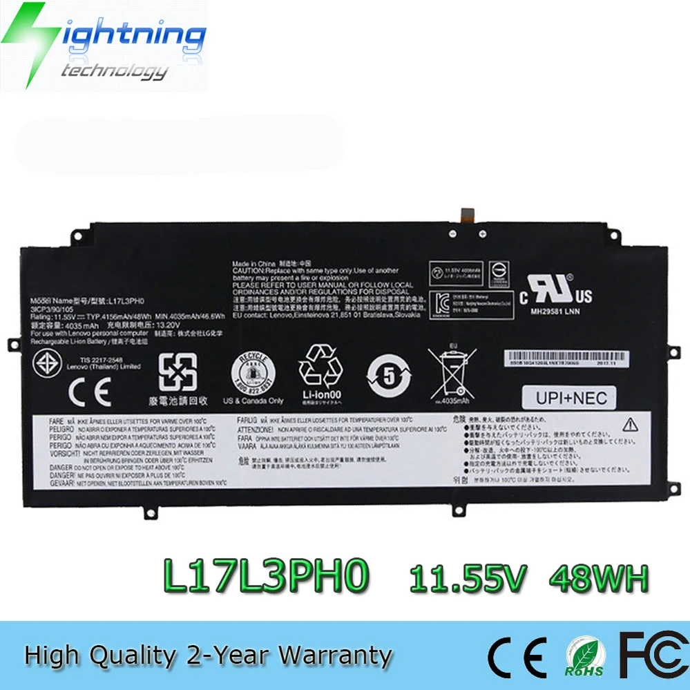 L17L3PH0 11.55V 48Wh Batería para portátil Lenovo 5B10Q41209 5B10Q41210 L17M3PH0 etc.