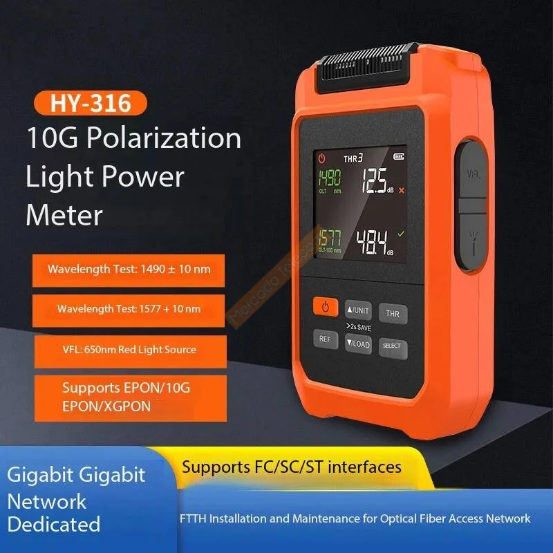Medidor de potencia óptica de división de longitud de onda PON 10G, con VFL 30mW 1577/1490 nm, EPON/10G EPON/XGPON todo en uno - imagen 2