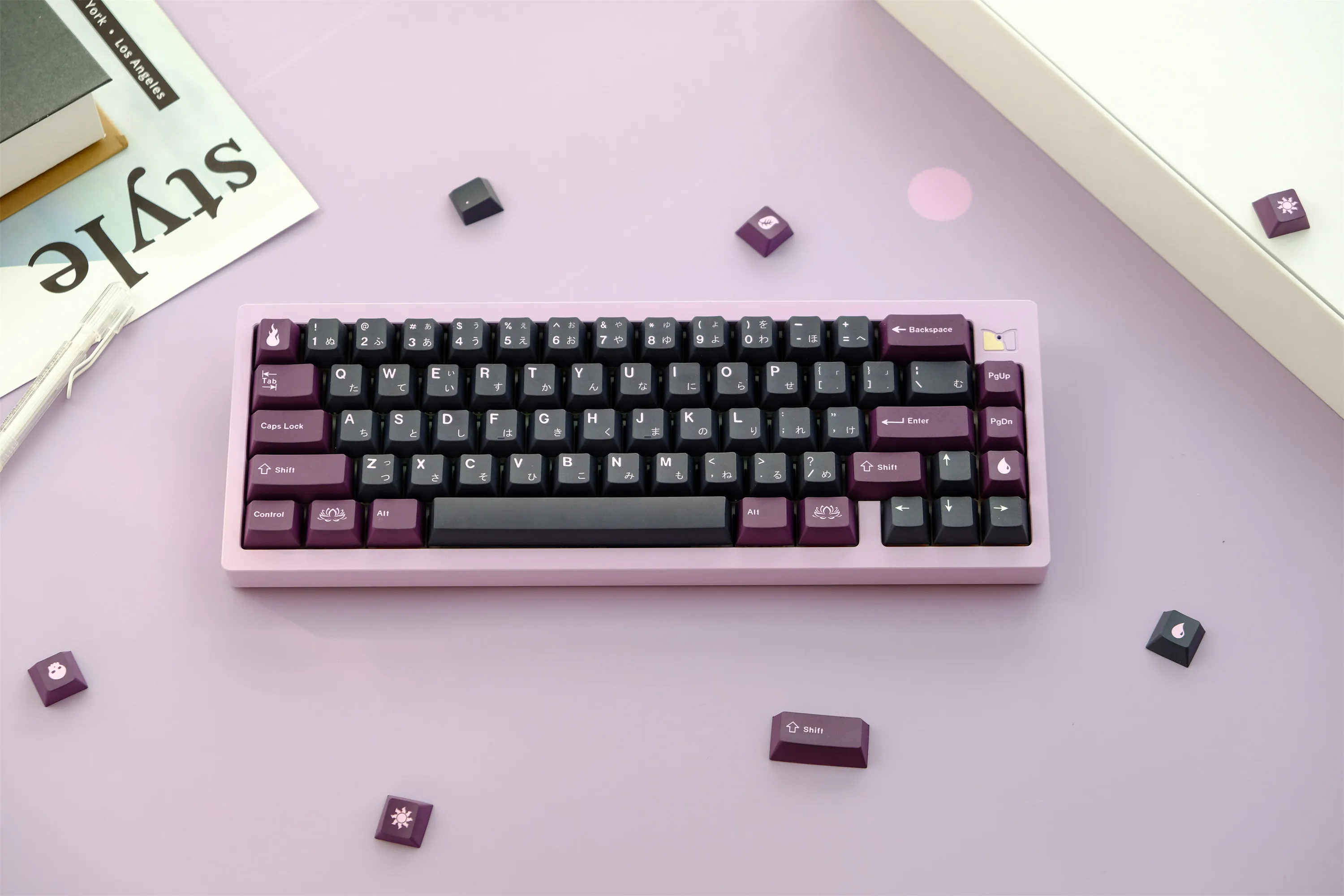GMK-tecla negra lotus, teclas PBT de 129 teclas, perfil de cereza, DYE-SUB, personalizadas, para teclado mecánico