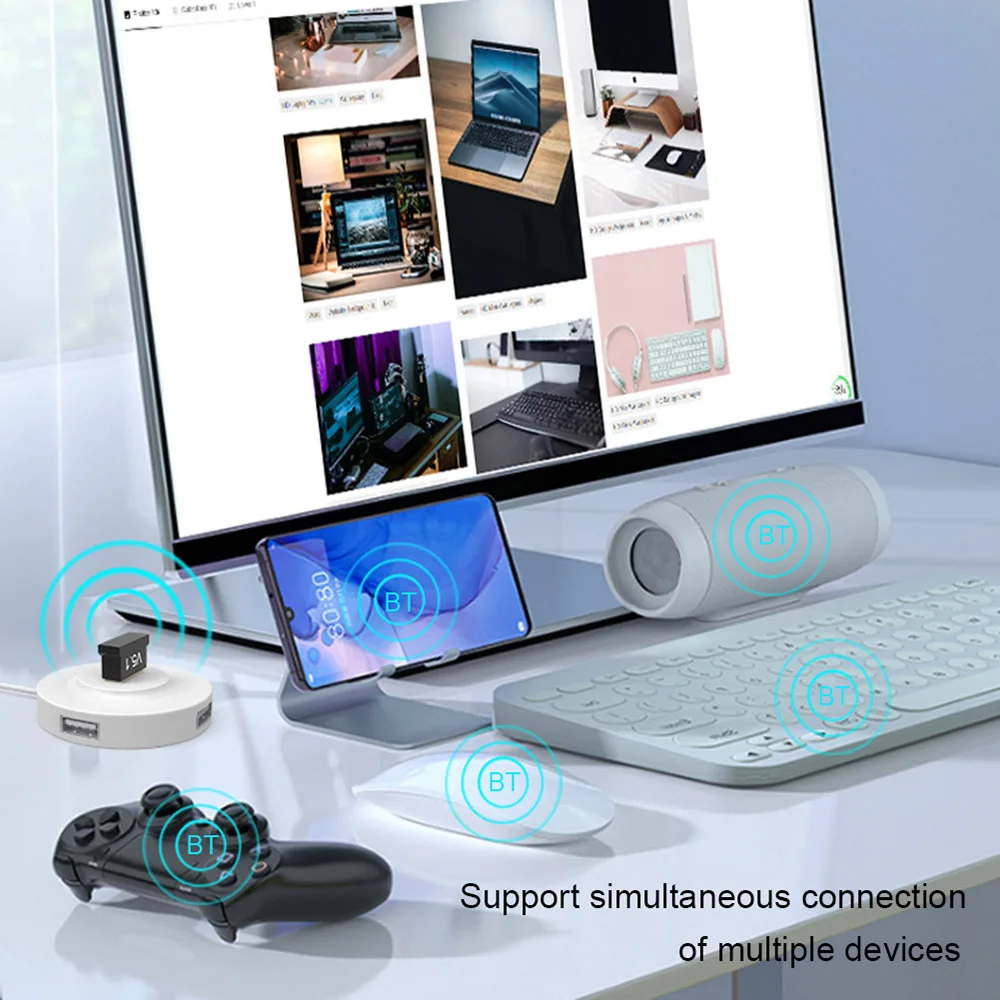 Adaptador USB Bluetooth 5,1 para PC, altavoz, transmisor de Audio, receptor, Dongle, adaptador USB inalámbrico para teclado y ratón - imagen 3