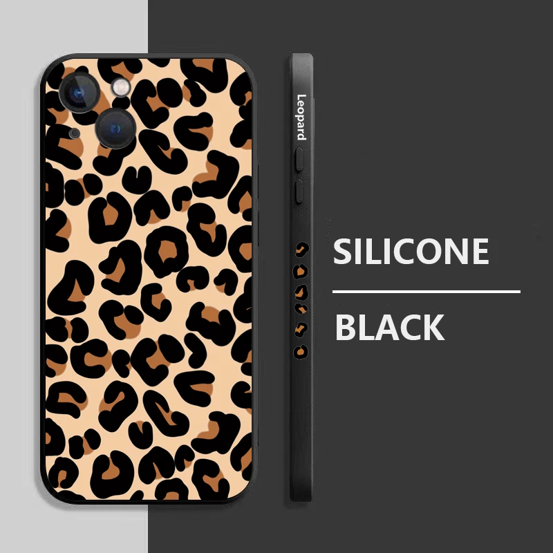 Funda de silicona con estampado de leopardo para iPhone, carcasa trasera suave a prueba de golpes para modelos 14, 13, 12, 11 Pro Max, XS, X, XR, 7, 8, 14 Plus, SE 2020 - imagen 2