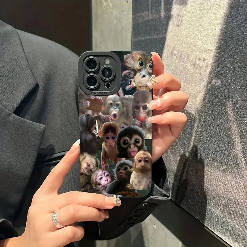 Funda de teléfono de silicona con mono divertido para iPhone 16 15 Pro Max 14 13 12 11 Pro 7 8 Plus 16E XR X XS SE 2020, funda suave a prueba de golpes - imagen 3