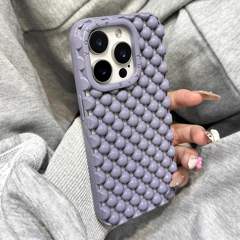 Funda de teléfono con disipación de calor, bolitas de bolas pequeñas de Color caramelo para iPhone 13, 14, 15, 16 Pro Max 17, funda trasera hueca de TPU suave de aire - imagen 2