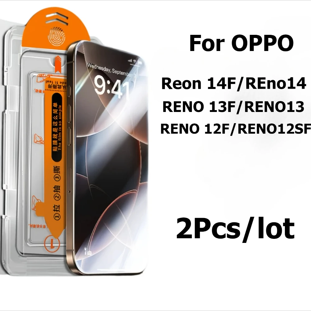 2 uds para OPPO RENO 14F 14 Pro 13 S F 12F película protectora de pantalla de teléfono vidrio templado sin polvo fácil instalación - imagen 2