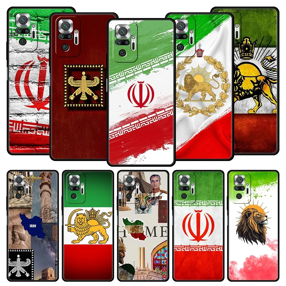 Funda de teléfono con bandera de Irán para Xiaomi Redmi Note 14, 13, 12, 5G, 11, 10 Pro Plus, 4G, 9S, 14C, 13C, 12C, 10C, 9C, 9A, funda suave de TPU
