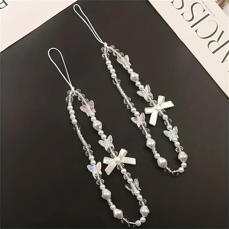 Cordón coreano para teléfono, cadena con lazo de mariposa, cuentas, cuerda colgante, cordón para cámara antipérdida, decoración para bolso - imagen 5