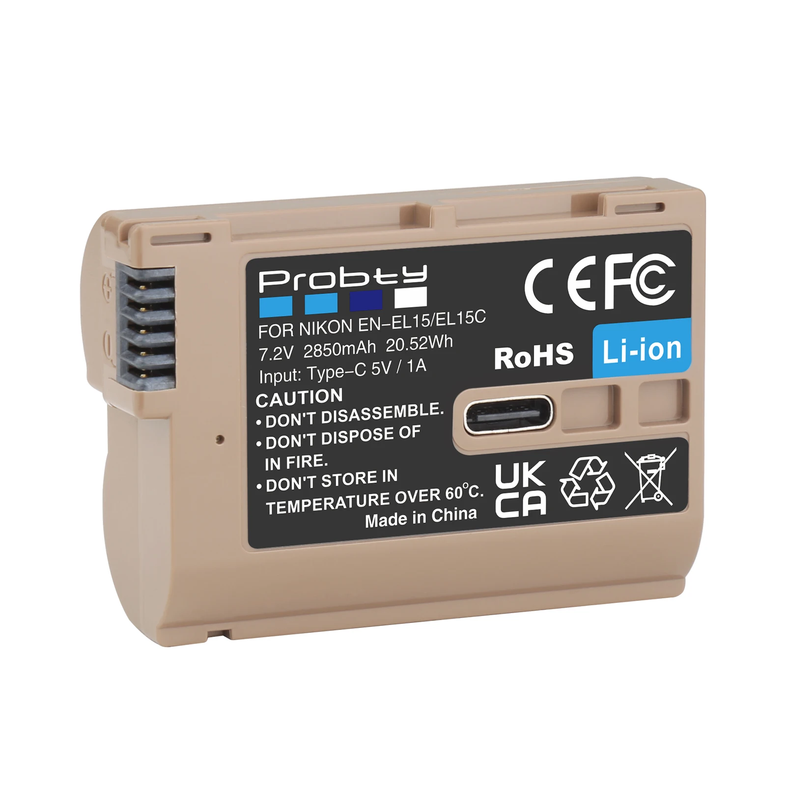 Batería de EN-EL15C de EN-EL15B de 2850mAh con entrada tipo C para cámara Nikon Z5, D850, Z6, Z7, D780, D750, D810, D7000, D7500, Z8 - imagen 3