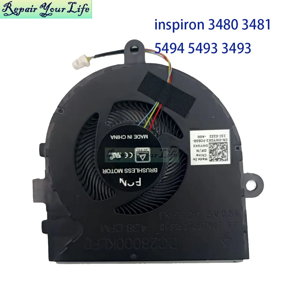 Ventilador de CPU de refrigeración para portátil DELL inspiron 5494 5493 3493 3480 3481 3482 3490 CN-0WYGK2 WYGK2 DC28000KLF0 radiador enfriador de portátil - imagen 2