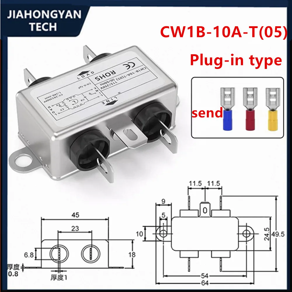 Filtro de potencia CW1B-3A/6A/10A-L(040) con purificador de audio de cable AC EMI filtro bipolar mejorado antiinterferencias CW1BL2-3A/6A/10A-L - imagen 3